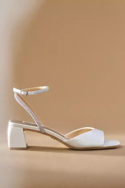 Badgley Mischka Infinity Satin Block Heels In White