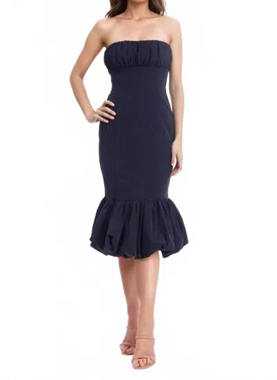 Badgley Mischka Iris Strapless Mermaid Midi Dress In Midnight In Blue