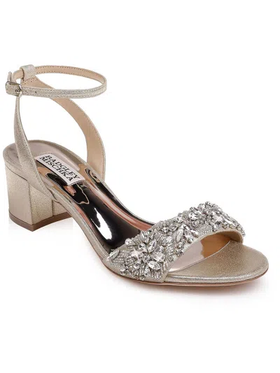 Badgley Mischka Ivanna Womens Satin Embellished Evening Sandals In Silver