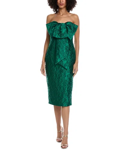 Badgley Mischka Jacquard Midi Dress In Green