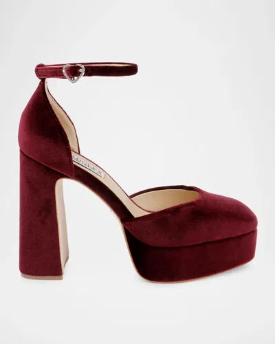 Badgley Mischka Jayda Ankle-strap Platform Pumps In Red