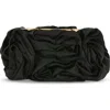 Badgley Mischka Jett Silk Satin Rosette Clutch In Black