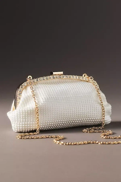 Badgley Mischka Jewel By  Pearl Stud Clutch In White