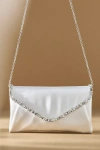 Badgley Mischka Jewel By  Satin Envelope Clutch In White