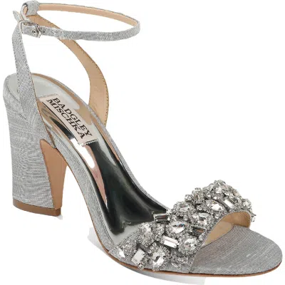 Badgley Mischka Jill Womens Canvas Ankle-strap Evening Heels