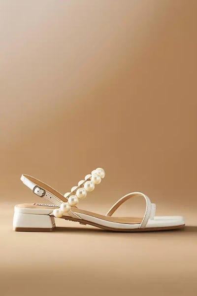 BADGLEY MISCHKA JOELLE PEARLY TOE-RING BLOCK-HEEL SANDALS