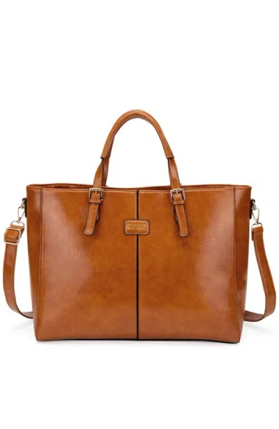 Badgley Mischka Julia Vegan Leather Tote Weekender Travel Bag In Brown