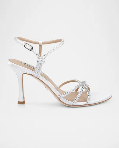 BADGLEY MISCHKA JULIETTA SILK CRYSTAL STRAPPY SANDALS