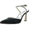 Badgley Mischka Kamilah Womens Ankle Strap Dressy Pumps In Black Satin