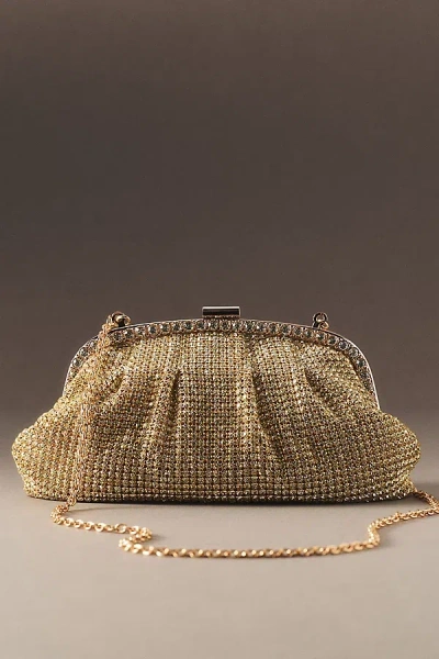 Badgley Mischka Khari Rhinestone Pleated Clutch In Gold