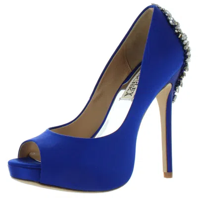 Badgley Mischka Kiara Womens Satin Embellished Peep-toe Heels In Multi