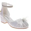 Badgley Mischka Kids' Mesh Bow Glitter Block Heel Sandal In Animal Print