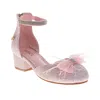 Badgley Mischka Kids' Mesh Bow Glitter Block Heel Sandal In Animal Print