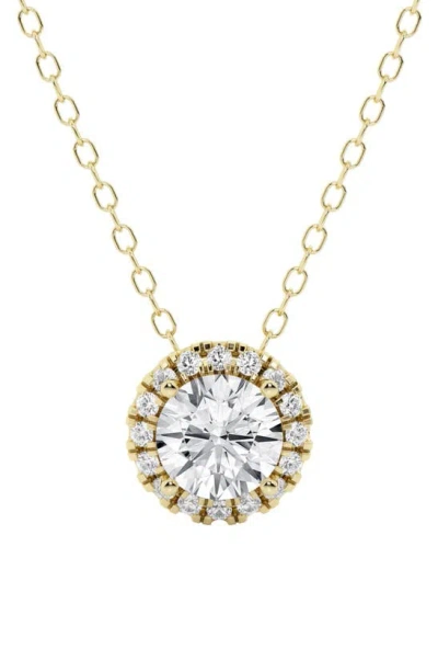 Badgley Mischka Lab Created Diamond Halo Necklace In Gold