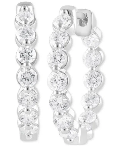 Badgley Mischka Lab Grown Diamond Bezel In & Out Small Hoop Earrings (2 Ct. T.w.) In 14k White, Yellow Or Rose Gold In Metallic
