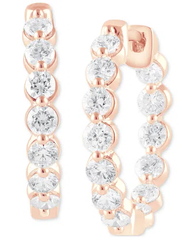 Badgley Mischka Lab Grown Diamond Bezel In & Out Small Hoop Earrings (2 Ct. T.w.) In 14k White, Yellow Or Rose Gold