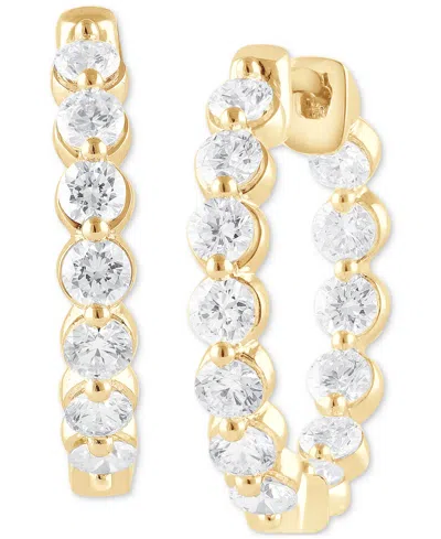 Badgley Mischka Lab Grown Diamond Bezel In & Out Small Hoop Earrings (2 Ct. T.w.) In 14k White, Yellow Or Rose Gold In Yellow Gold