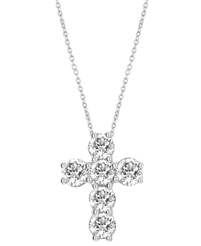 Badgley Mischka Lab Grown Diamond Cross Pendant Necklace (2 Ct. T.w.) In 14k White Gold, 16" + 2" Extender
