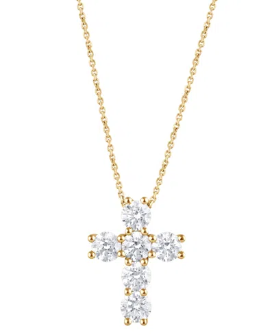 Badgley Mischka Lab Grown Diamond Cross Pendant Necklace (5 Ct. T.w.) In 14k White Gold Or 14k Yellow Gold, 16" + 2"