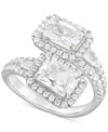 Badgley Mischka Lab Grown Diamond Emerald-cut & Round Bypass Halo Ring (3-3/4 Ct. T.w.) In 14k White Gold In Gold