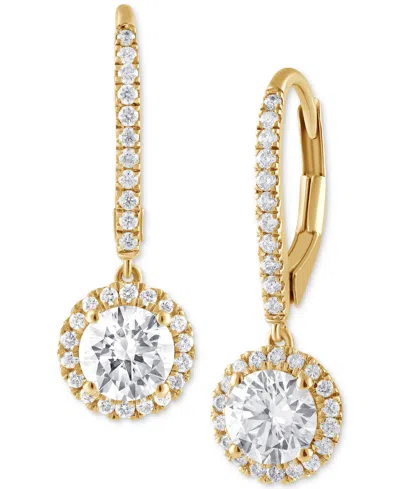 Badgley Mischka Lab Grown Diamond Halo Drop Earrings (1-1/4 Ct. T.w.) In 14k White, Yellow Or Rose Gold In Yellow Gold