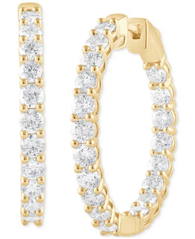 Badgley Mischka Lab Grown Diamond In & Out Small Hoop Earrings (3 Ct. T.w.) In 14k White, Yellow Or Rose Gold In Yellow Gold