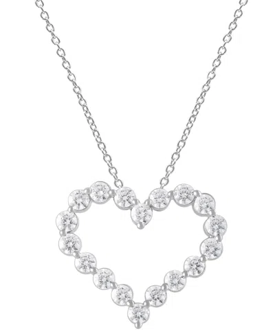 Badgley Mischka Lab Grown Diamond Open Heart Pendant Necklace (2 Ct. T.w.) In 14k White Gold, 16" + 2" Extender
