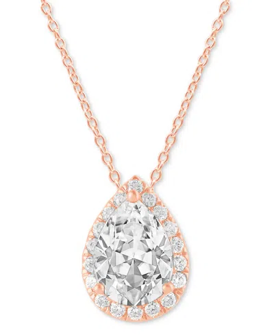 Badgley Mischka Lab Grown Diamond Pear & Round Halo 18" Pendant Necklace (1-1/5 Ct. T.w.) In 14k White, Yellow Or Ro In Rose Gold