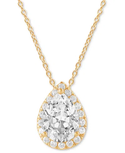 Badgley Mischka Lab Grown Diamond Pear & Round Halo 18" Pendant Necklace (1-1/5 Ct. T.w.) In 14k White, Yellow Or Ro In Yellow Gold