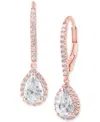 BADGLEY MISCHKA LAB GROWN DIAMOND PEAR & ROUND HALO LEVERBACK DROP EARRINGS (1-1/4 CT. T.W.) IN 14K WHITE, YELLOW OR