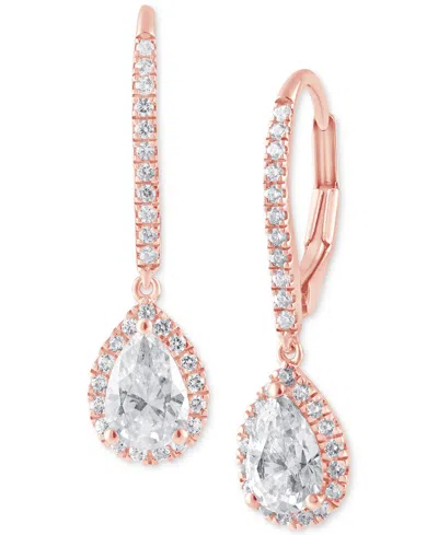 Badgley Mischka Lab Grown Diamond Pear & Round Halo Leverback Drop Earrings (1-1/4 Ct. T.w.) In 14k White, Yellow Or In Rose Gold