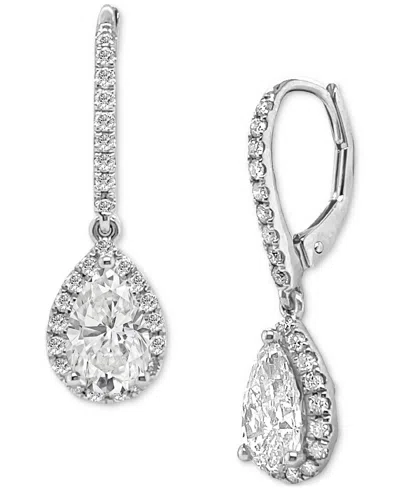 Badgley Mischka Lab Grown Diamond Pear Halo Leverback Drop Earrings (2-1/2 Ct. T.w.) In 14k White Gold