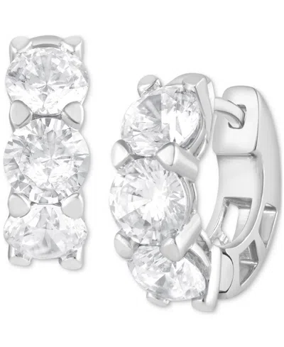 Badgley Mischka Lab Grown Diamond Small Huggie Hoop Earrings (5 Ct. T.w.) In 14k White Gold In Metallic