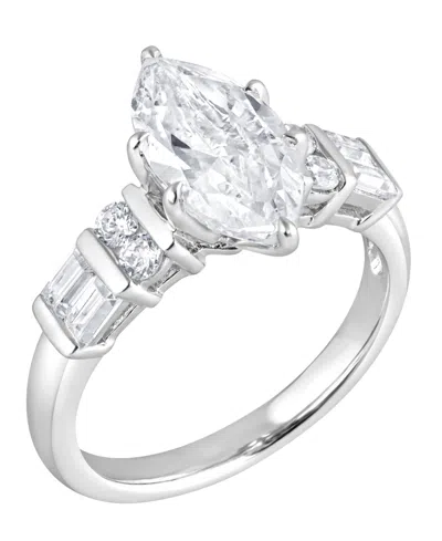 Badgley Mischka Lab Grown White Diamond Solitaire Ring (3-1/2 Ct. T.w.) In 14k White Gold In Silver