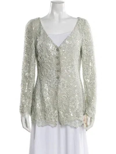 Pre-owned Badgley Mischka Lace Lace Pattern Jacket W/ Tags In Green