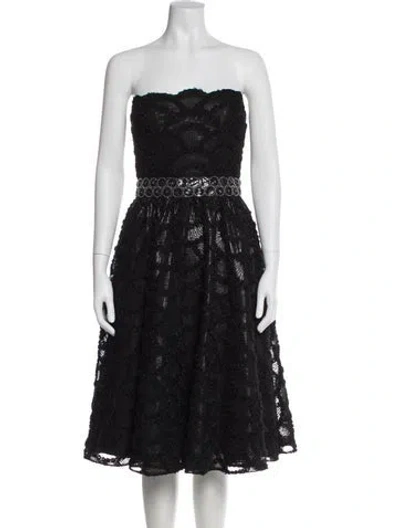 Pre-owned Badgley Mischka Lace Mini Dress In Black