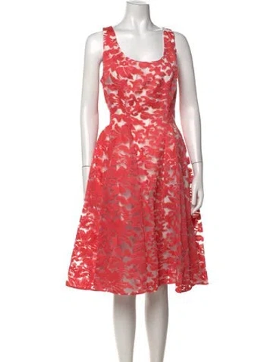Pre-owned Badgley Mischka Lace Pattern Knee-length Dress In Pink
