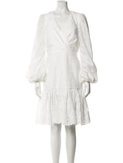 Pre-owned Badgley Mischka Lace Pattern Mini Dress In White