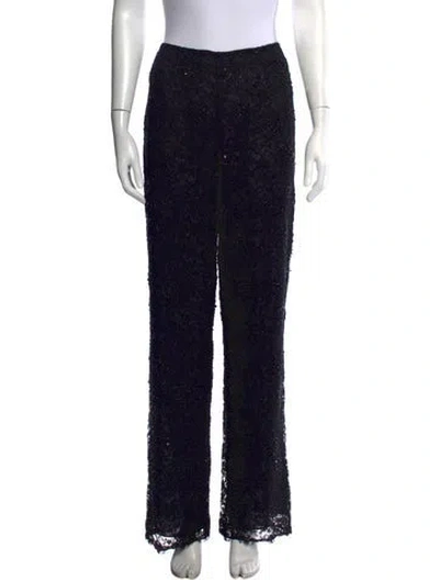Pre-owned Badgley Mischka Lace Pattern Straight Leg Pants In Green