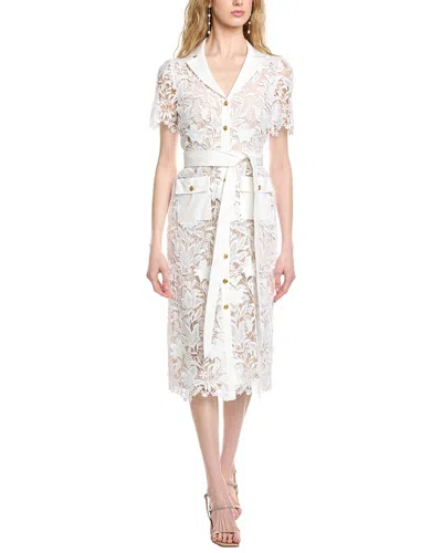 Badgley Mischka Lace Shirtdress In White