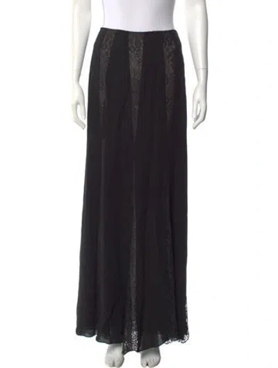 Pre-owned Badgley Mischka Lace Trim Embellishment Long Skirt In Black