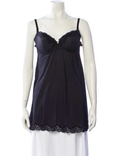 Pre-owned Badgley Mischka Lace Trim Embellishment Nightgown In Blue