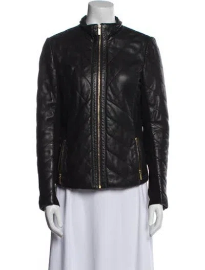 Pre-owned Badgley Mischka Leather Biker Jacket In Black