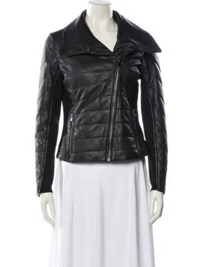 Pre-owned Badgley Mischka Leather Biker Jacket In Black