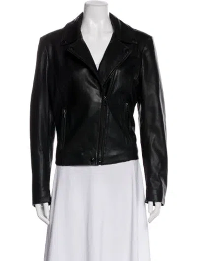 Pre-owned Badgley Mischka Leather Biker Jacket In Black