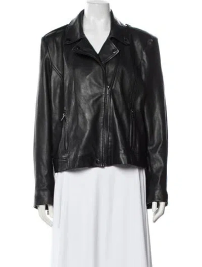 Pre-owned Badgley Mischka Leather Biker Jacket In Black
