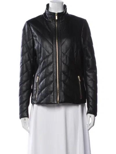 Pre-owned Badgley Mischka Leather Biker Jacket In Black
