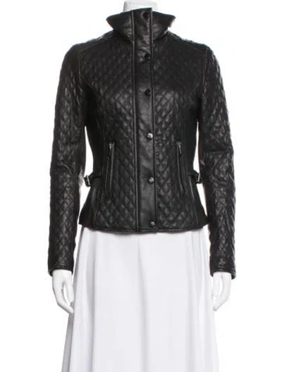 Pre-owned Badgley Mischka Leather Biker Jacket In Black