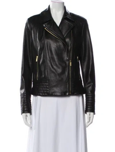 Pre-owned Badgley Mischka Leather Biker Jacket In Multi