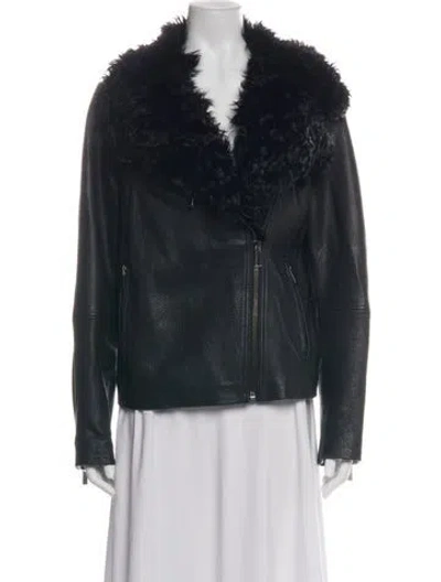 Pre-owned Badgley Mischka Leather Biker Jacket In Multi